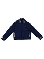 Midnight Blue Patterned Denim Jacket