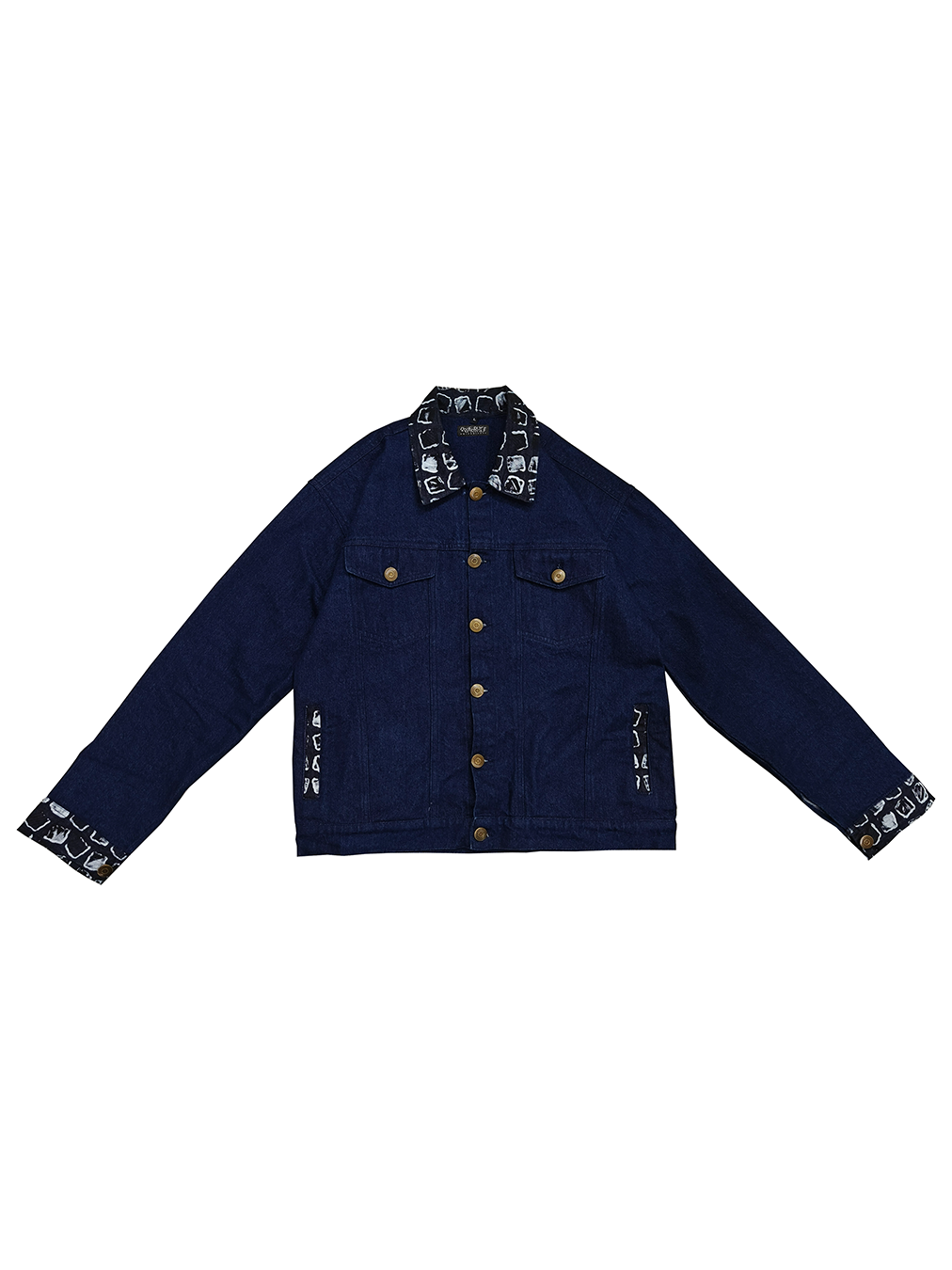 Midnight Blue Patterned Denim Jacket