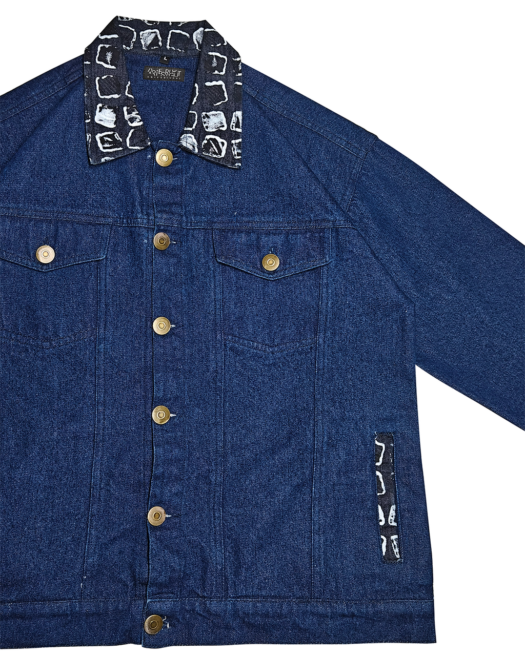 Midnight Blue Patterned Denim Jacket