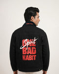 Rebel Spirit Black Denim Jacket – Prabhas One Bad Habit Edition
